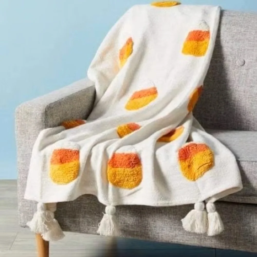Rachel Zoe Candy Corn Viral Halloween Throw Blanket